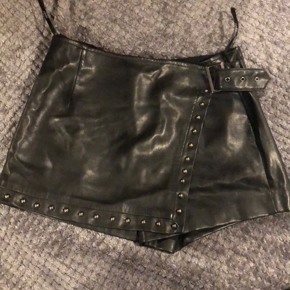 Faux Leather Studded Skort